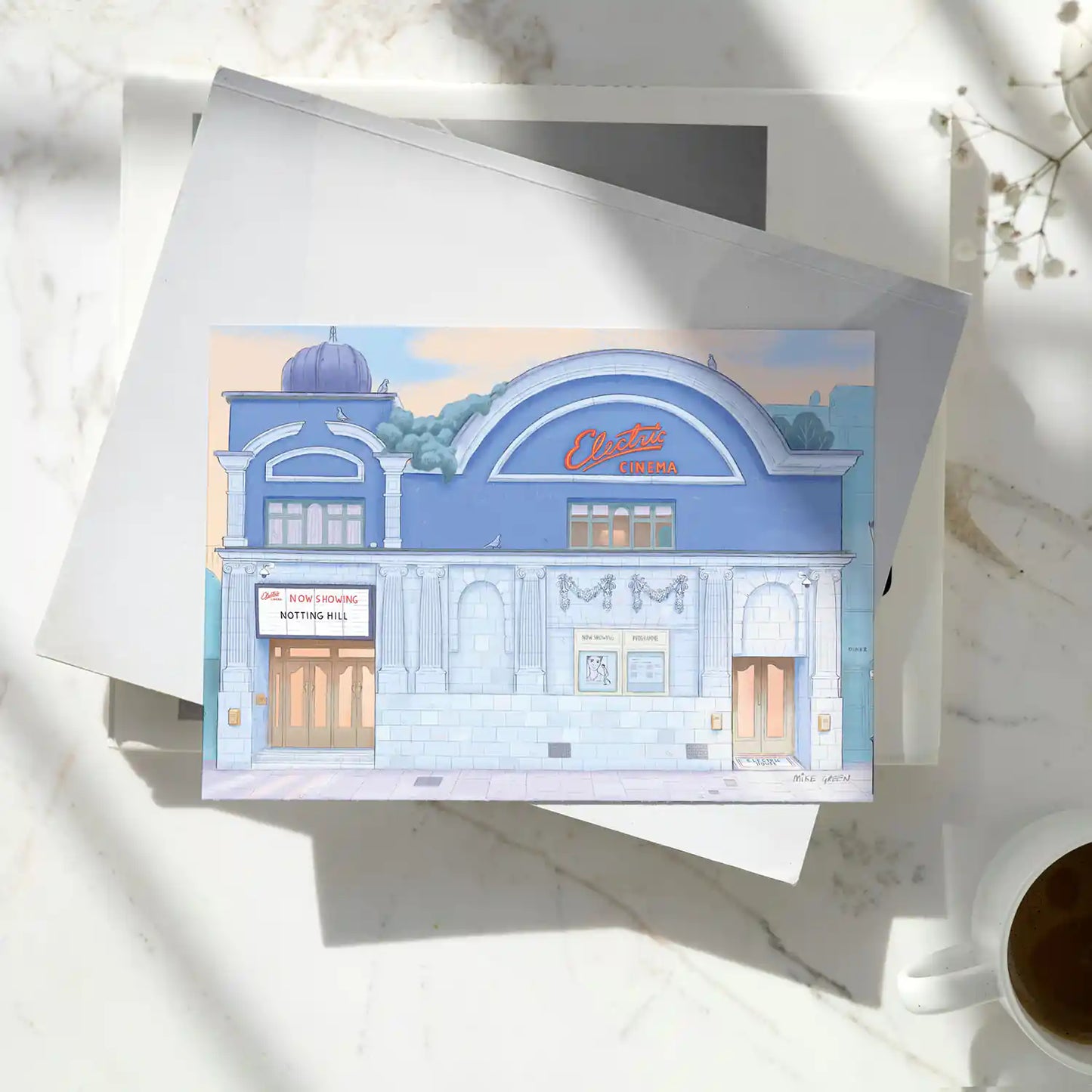 Greetings card with an illustration of the Electric Cinema Notting Hill London by Mike Green Illustration