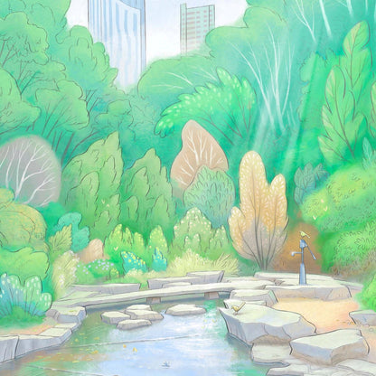Detail from wall art print of a painting of Elephant Park in London's Elephant and Castle
