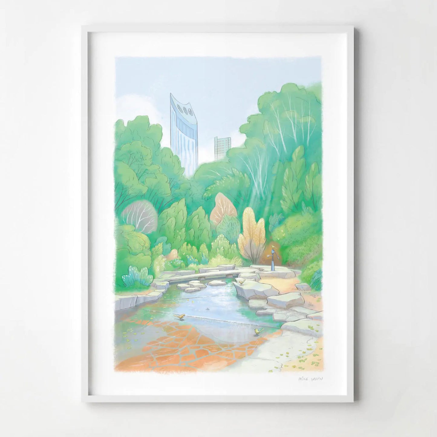 Framed wall art print of a painting of Elephant Park in London's Elephant and Castle