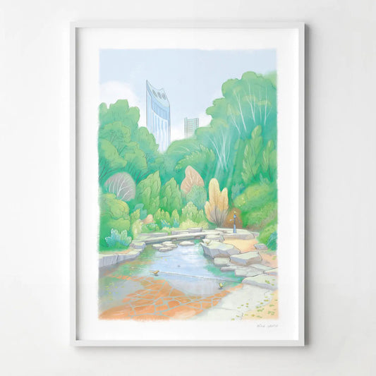 Framed wall art print of a painting of Elephant Park in London's Elephant and Castle