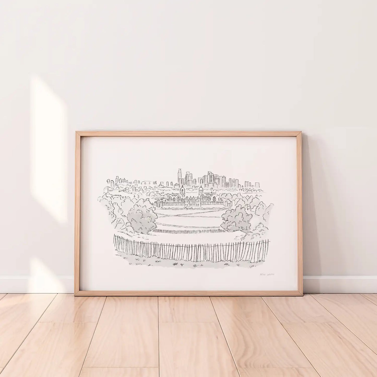 A print of The view from London's Greenwich Park beautifully sketched by Mike Green.