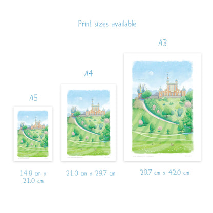 Sizes available for the Royal Observatory Greenwich art prints from Mike Green Illustration