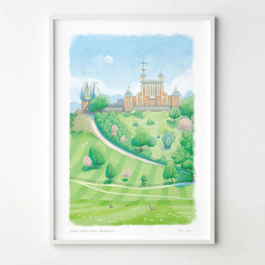 Art print of a painting of the Royal Observatory Greenwich in London by Mike Green Illustration