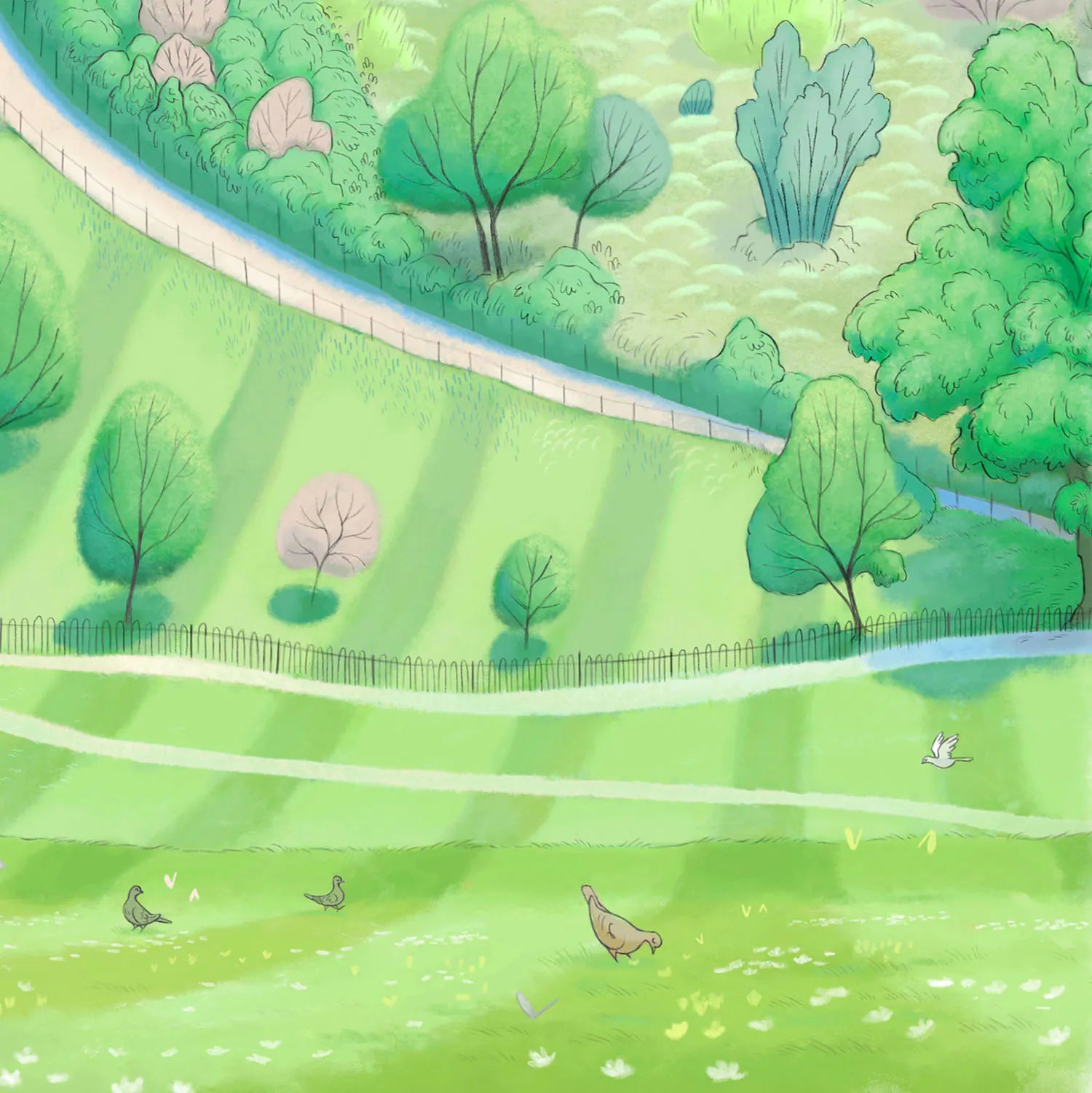 Detail from a painting of the Royal Observatory Greenwich in London by Mike Green Illustration
