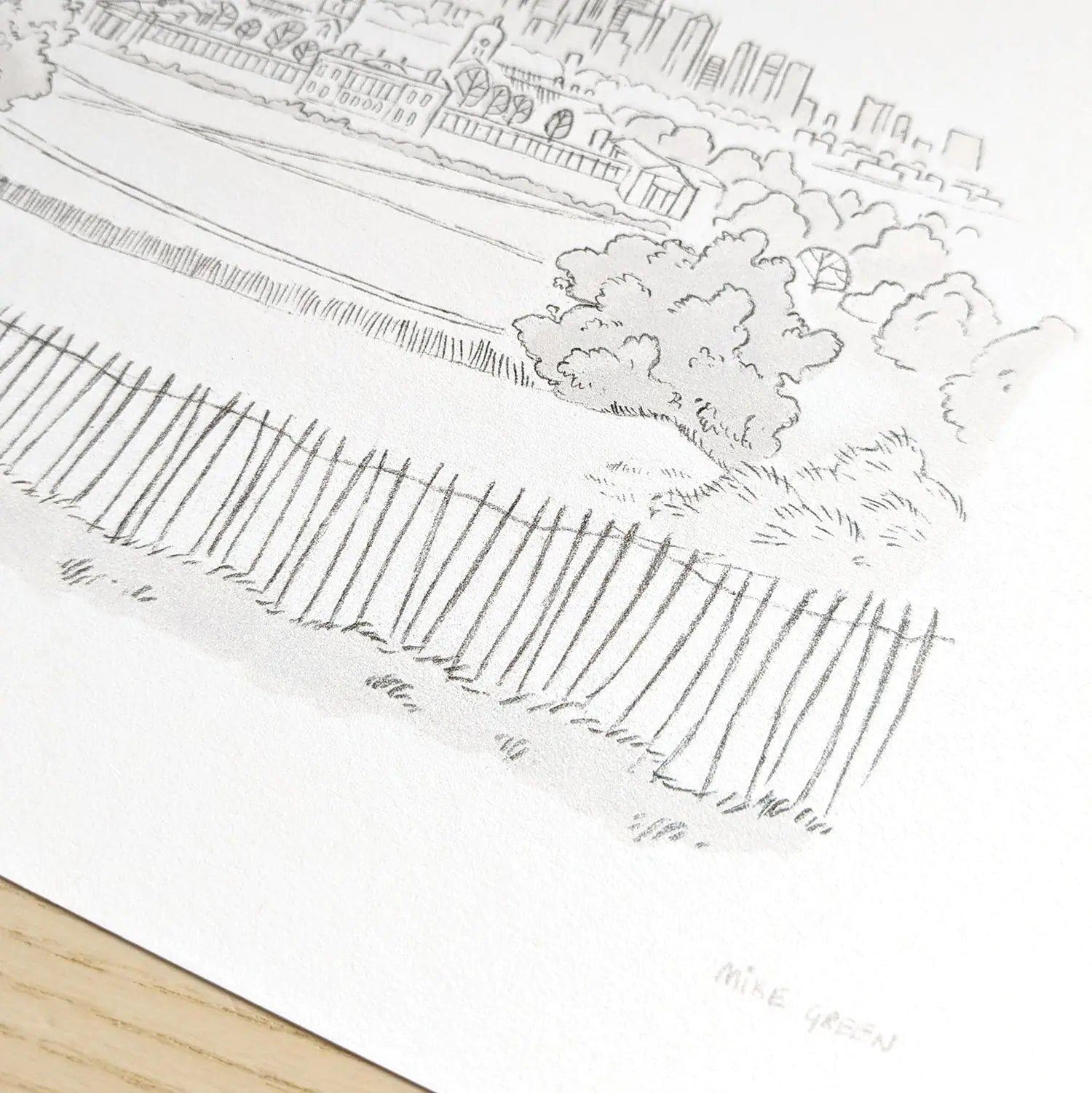 Photo of a wall art print of a sketch of  Greenwich Park View London