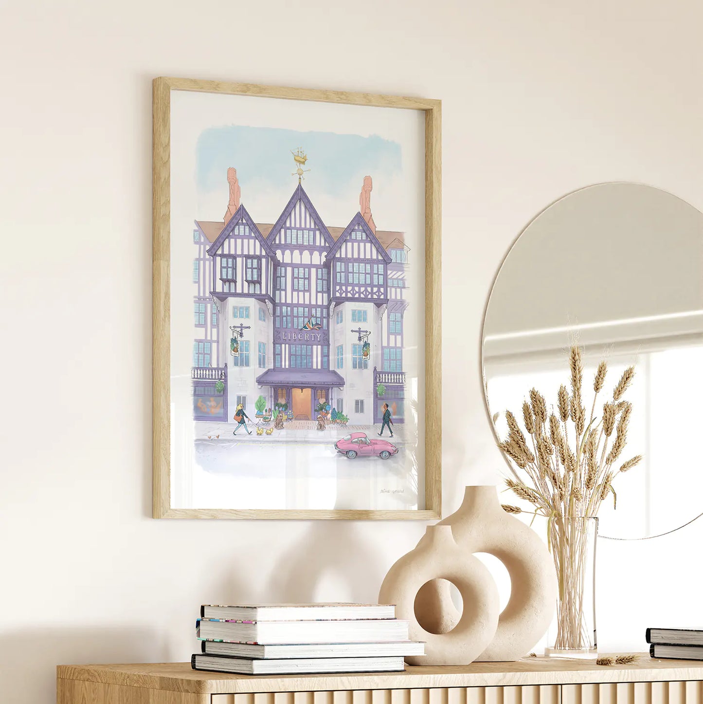 Framed print of an illustration of Liberty Store London