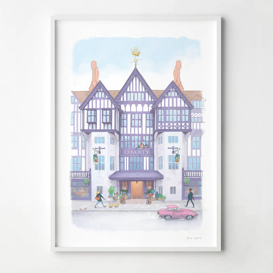 Framed print of an illustration of Liberty Store London