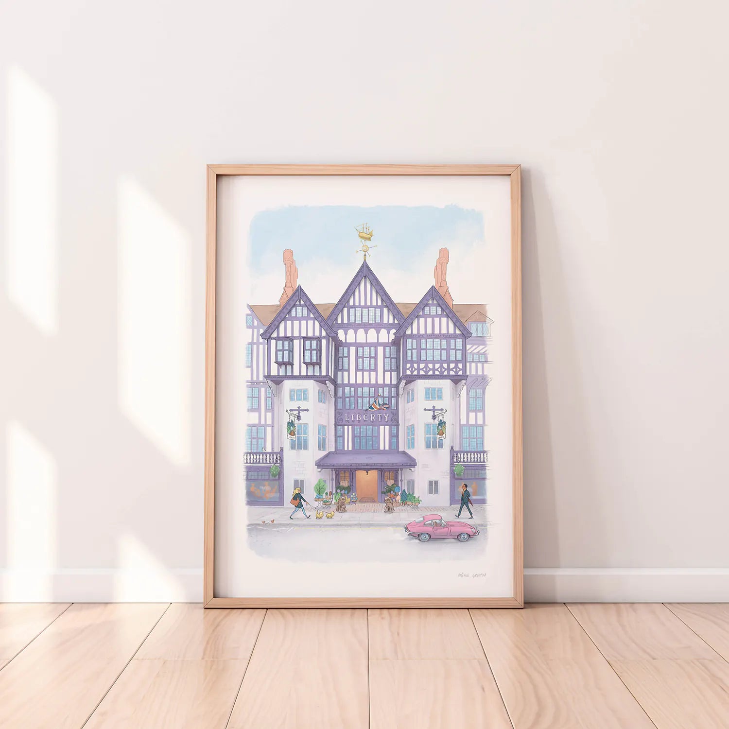 Framed print of an illustration of Liberty Store London