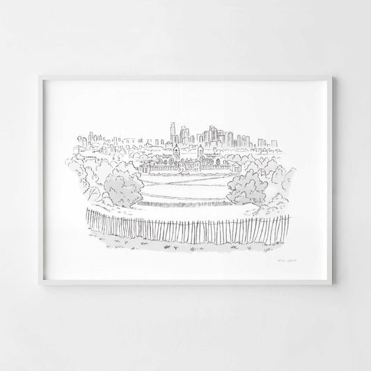 A print of The view from London's Greenwich Park beautifully sketched by Mike Green.