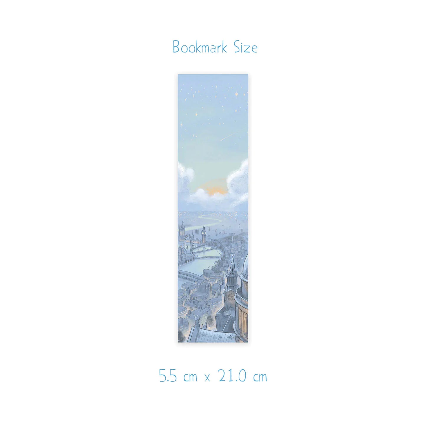 Size dimensions for a bookmark of London's skyline at night with St Paul's Cathedral and Big Ben