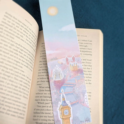 Bookmark with London city landmarks in the sunshine including Big Ben St Paul's Cathedral
