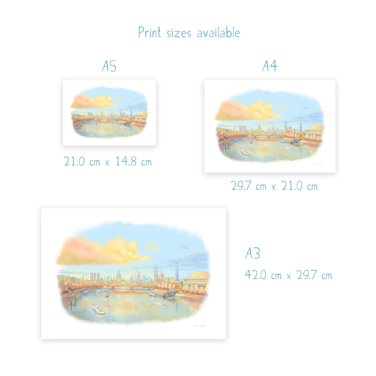Print sizes for a painting of London in the evening sunshine