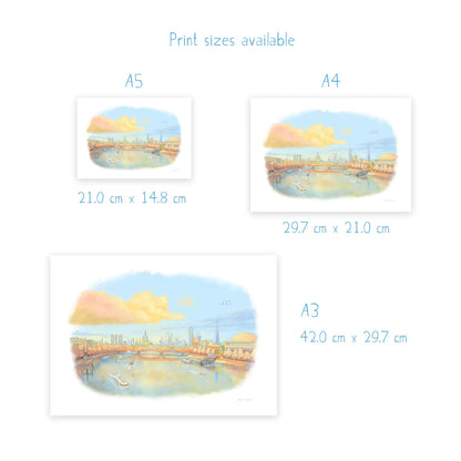 Print sizes for a painting of London in the evening sunshine
