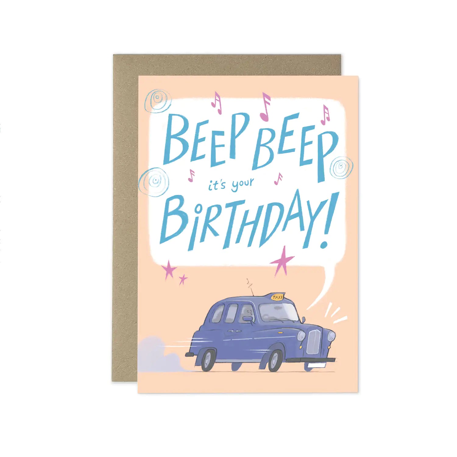 Birthday card with Beep Beep it's your birthday message and a London Taxi