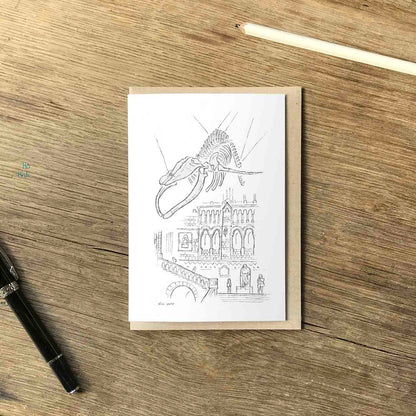 Hope at the Natural History Museum London beautifully sketched on a greeting card by mike green illustration.