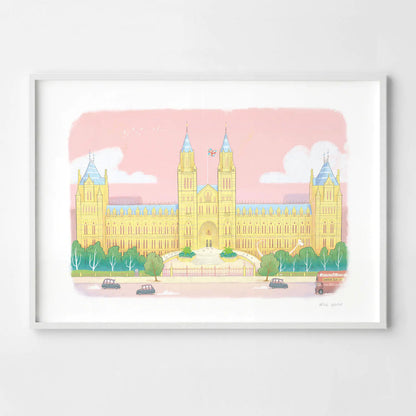 Framed wall art print of the Natural History Museum in London's South Kensington