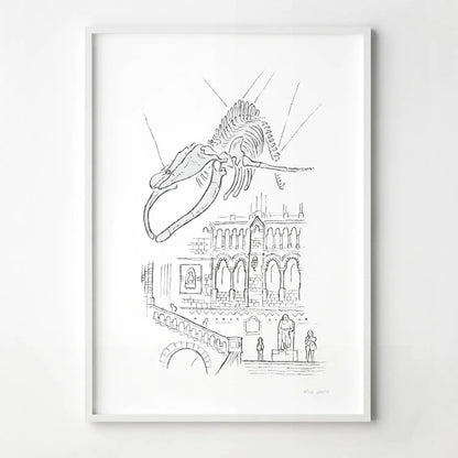 A print of Hope at the Natural History Museum London beautifully sketched by Mike Green.