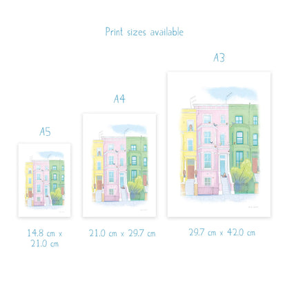 Print dimensions for Notting Hill Cat print by Mike Green Illustration