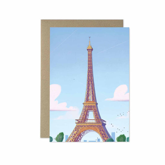 Paris Eifel Tower beautifully illustrated on a greeting card by mike green illustration.