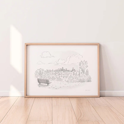 Hampstead Heath View, London Illustration Print