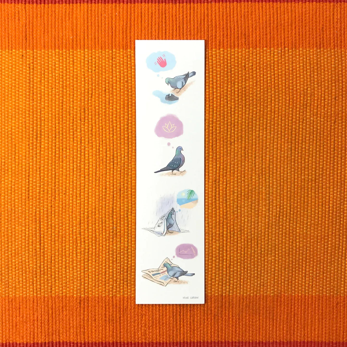 Bookmark with illustrations of pigeons