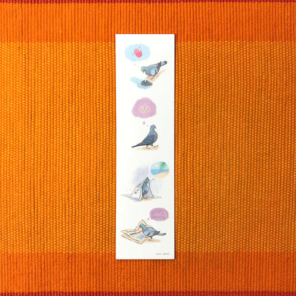 Bookmark with illustrations of pigeons