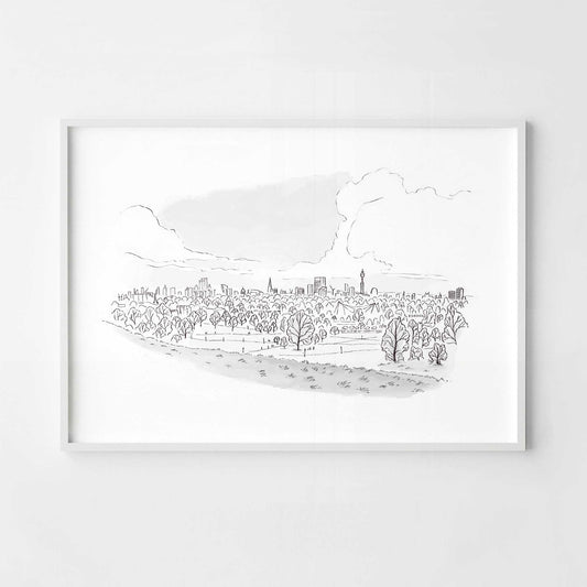 A print of the view from primrose hill London beautifully sketched by Mike Green.