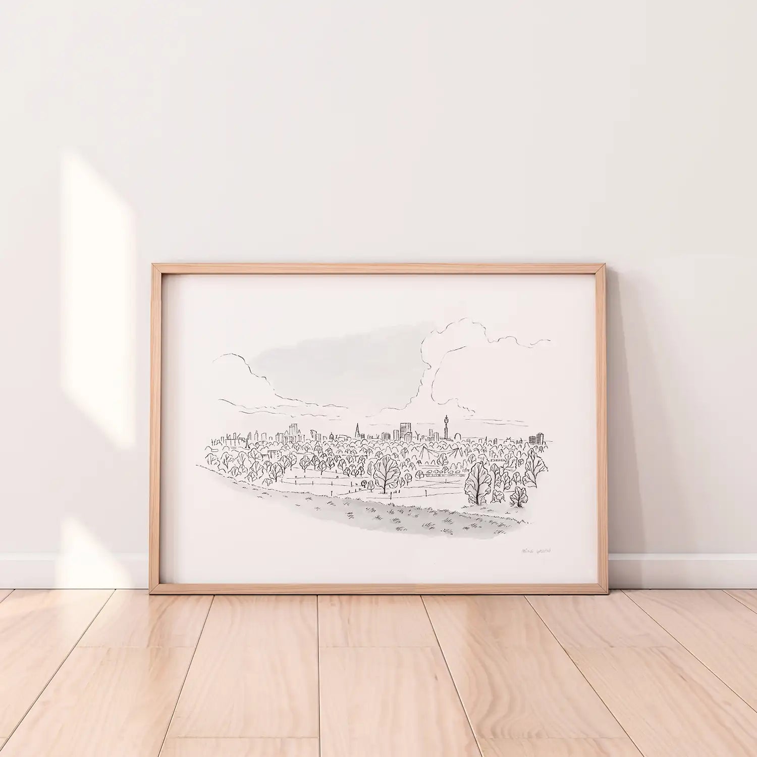 A print of the view from primrose hill London beautifully sketched by Mike Green.