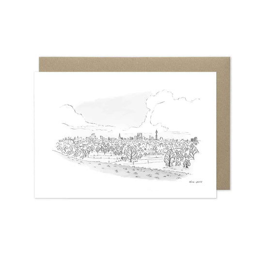 The view from Primrose Hill beautifully sketched on a greeting card by mike green illustration.