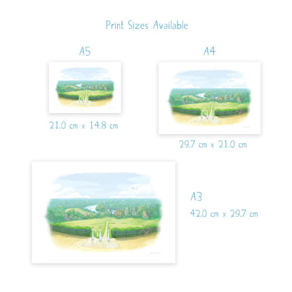 Wall art print sizes for a painting of the view from Richmond Hill in west London