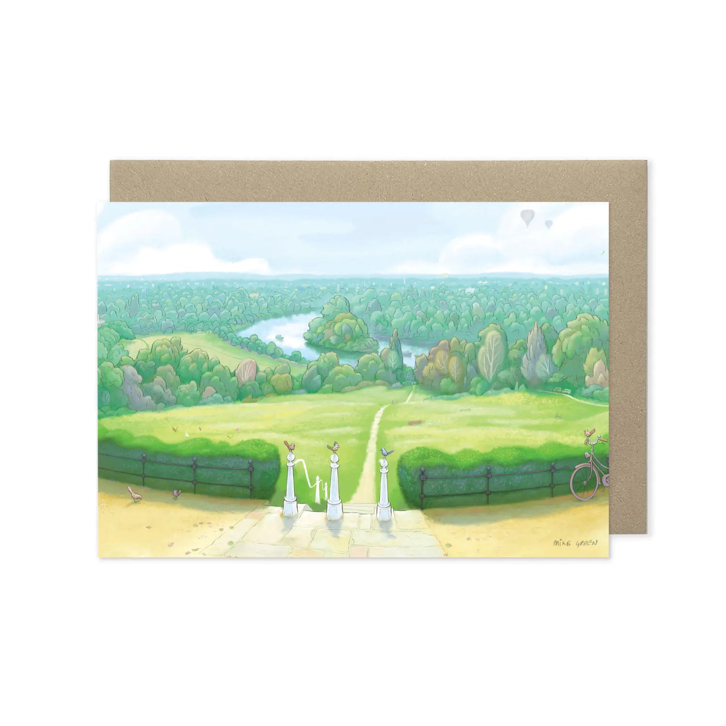 Greetings card with a painting of the view from Richmond Hill in London
