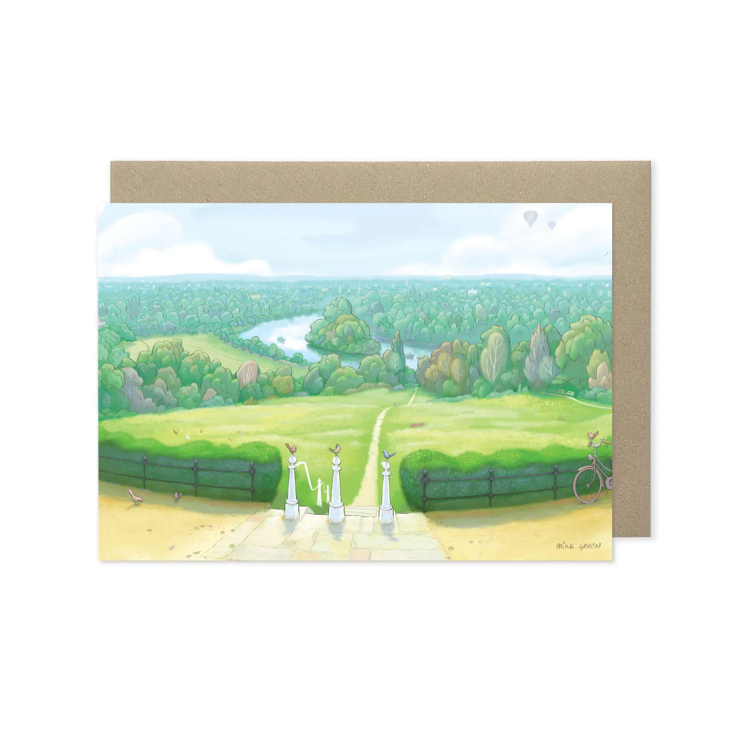 Greetings card with a painting of the view from Richmond Hill in London