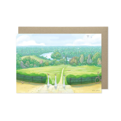 Greetings card with a painting of the view from Richmond Hill in London