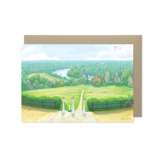 Greetings card with a painting of the view from Richmond Hill in London