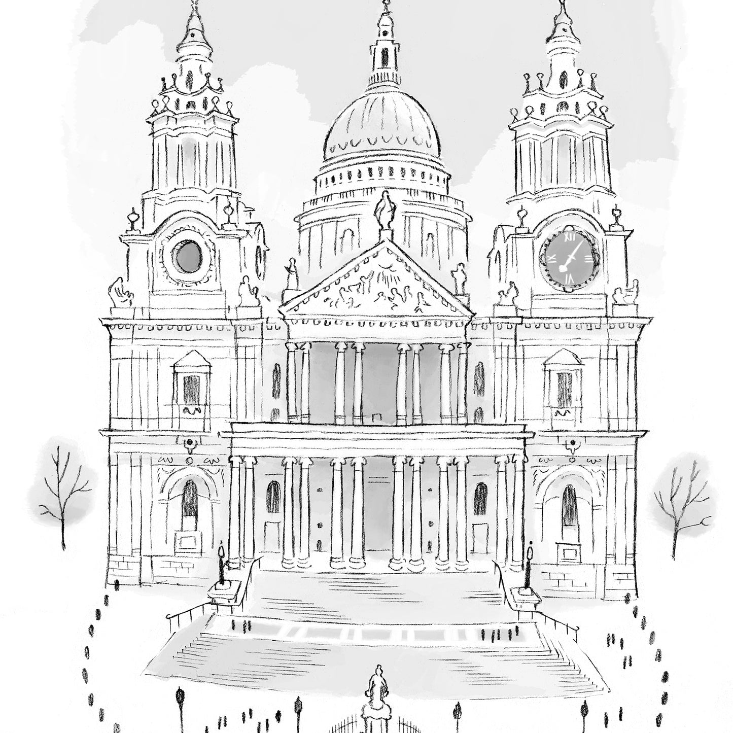 Detail of a sketch of London's St Pauls Cathedral Mike Green.