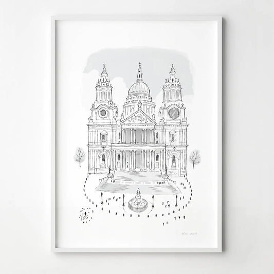 A print of London's St Pauls Cathedral in London beautifully sketched by Mike Green.