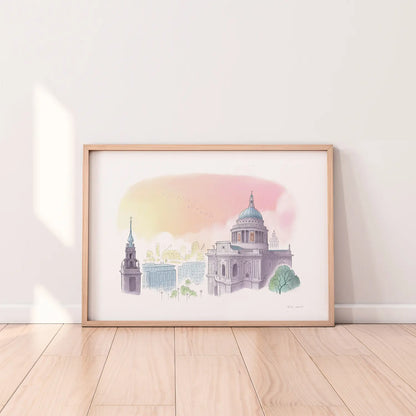 Framed print of St Pauls London skyline at dawn