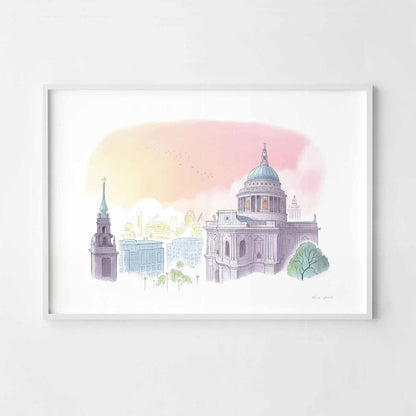 Framed print of St Pauls London skyline at dawn