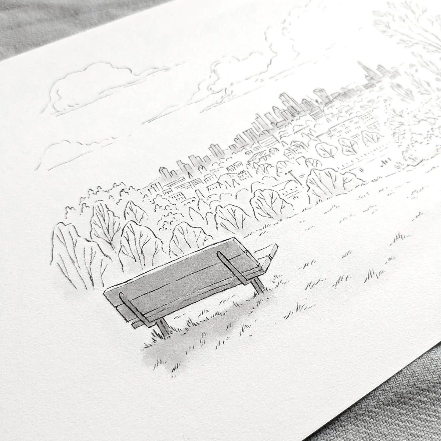 Hampstead Heath View, London Illustration Print