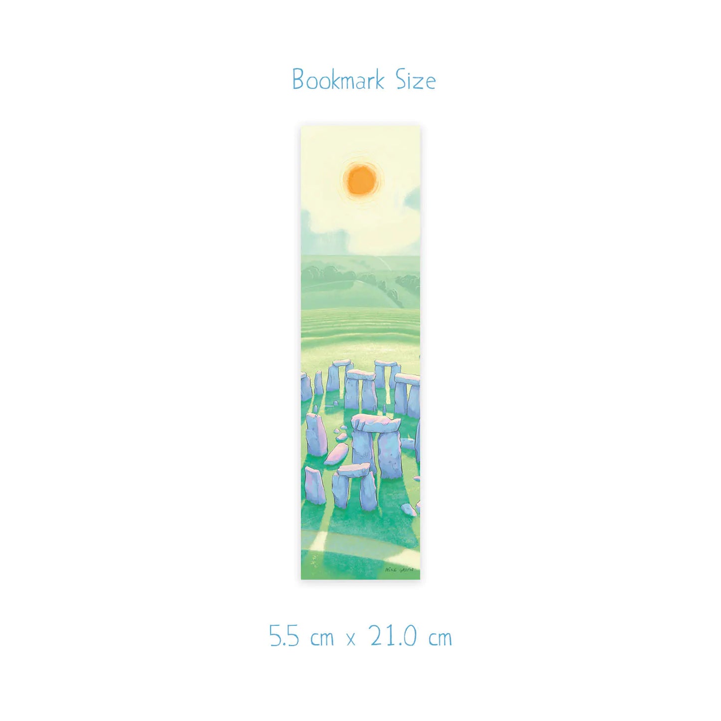 Dimension measurements for a bookmark with a painting of Stonehenge in Wiltshire England