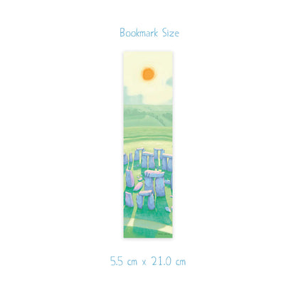 Dimension measurements for a bookmark with a painting of Stonehenge in Wiltshire England