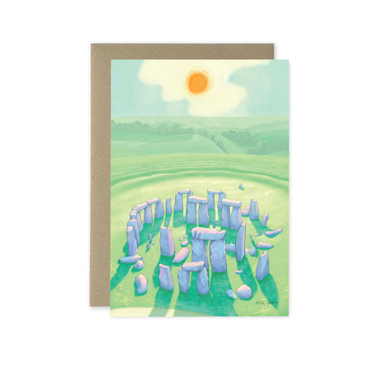 Greetings card with a painting of Stonehenge in Wiltshire England
