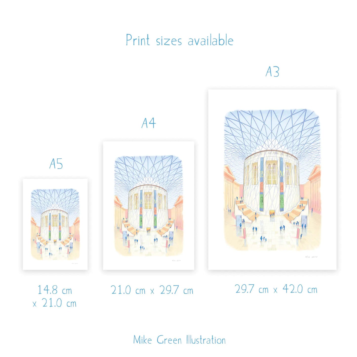 Wall art print of the British Museum great court in London with print sizes