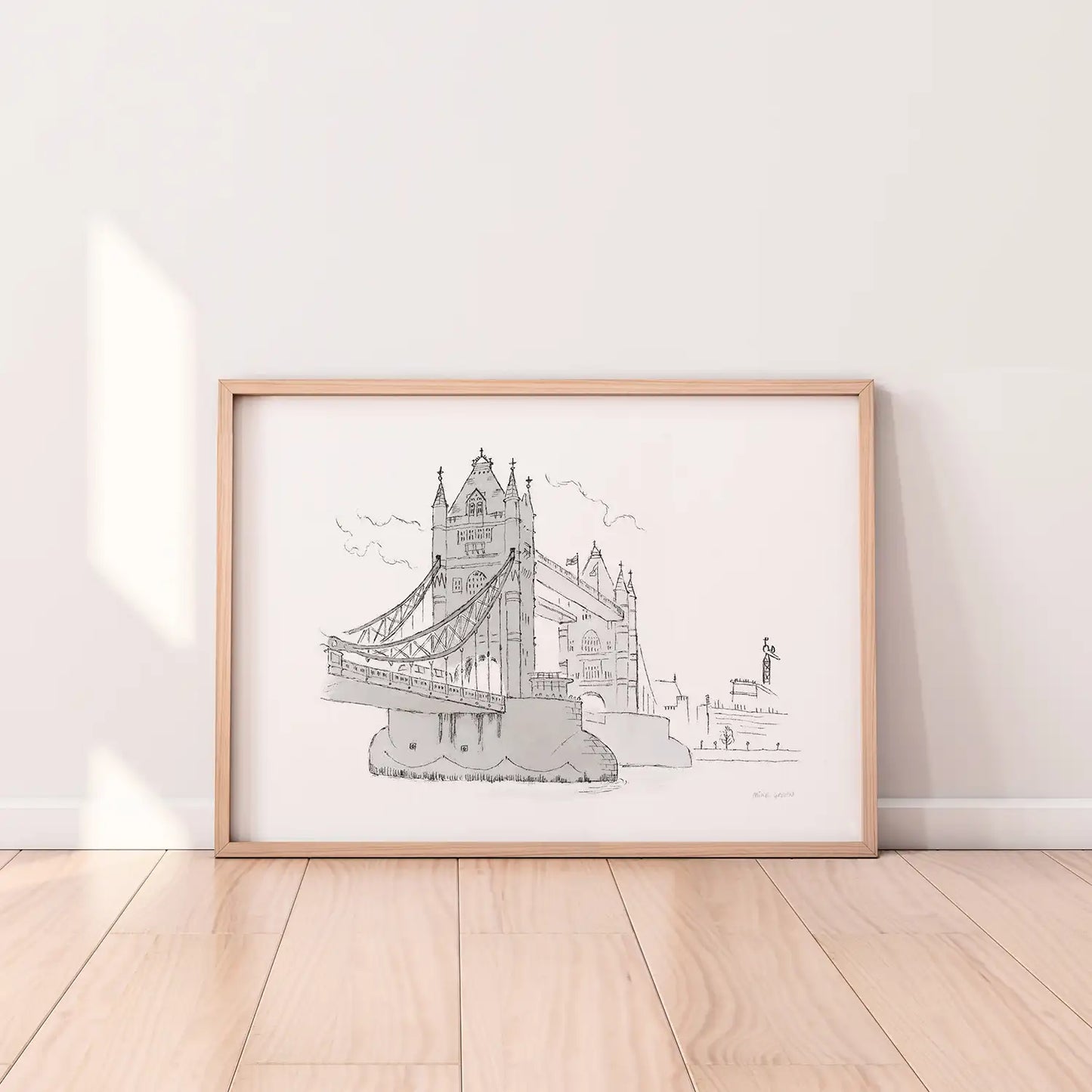 A print of London's Tower Bridge beautifully sketched by Mike Green.