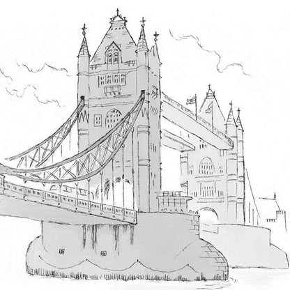 Detail from a print of London's Tower Bridge sketch