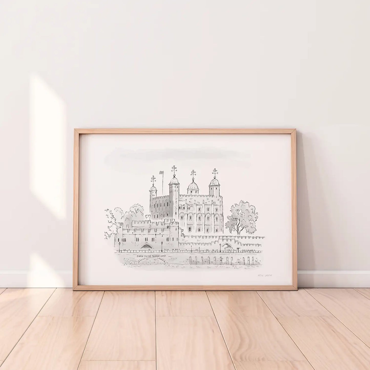 A print of the Tower of London beautifully sketched by Mike Green.