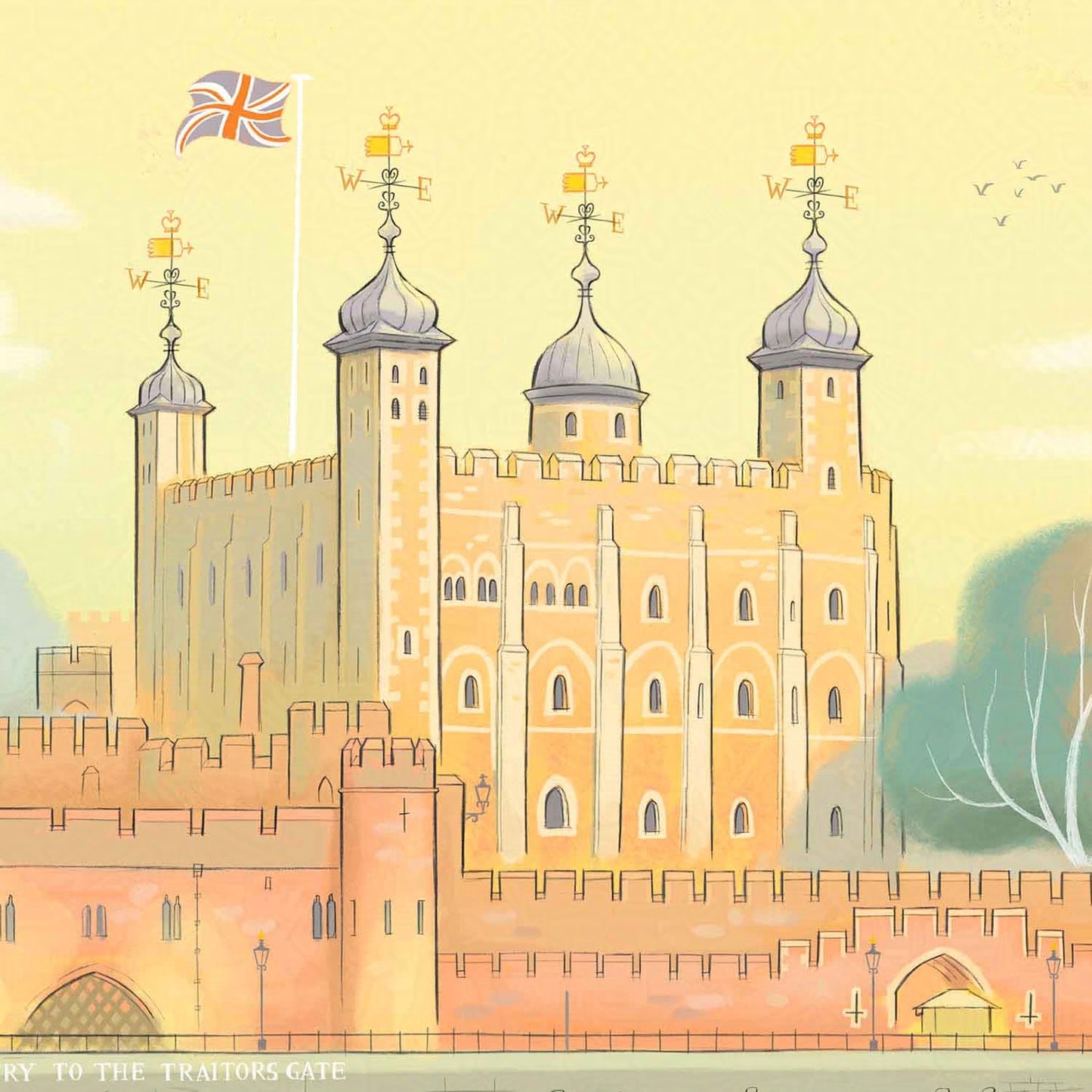 Detail from an art print of the Tower of London castle landmark