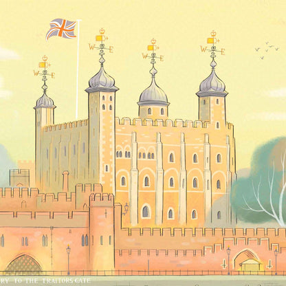 Detail from an art print of the Tower of London castle landmark