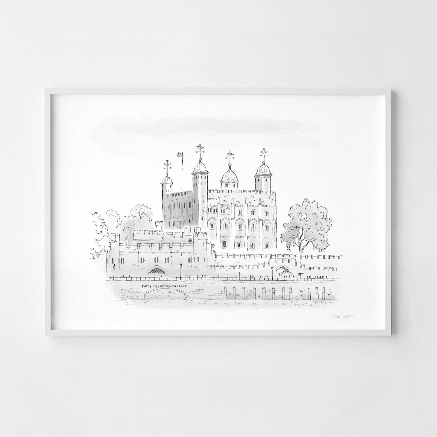 A print of the Tower of London beautifully sketched by Mike Green.