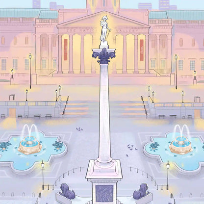 Details from an illustration of London's Trafalgar Square by Mike Green Illustration